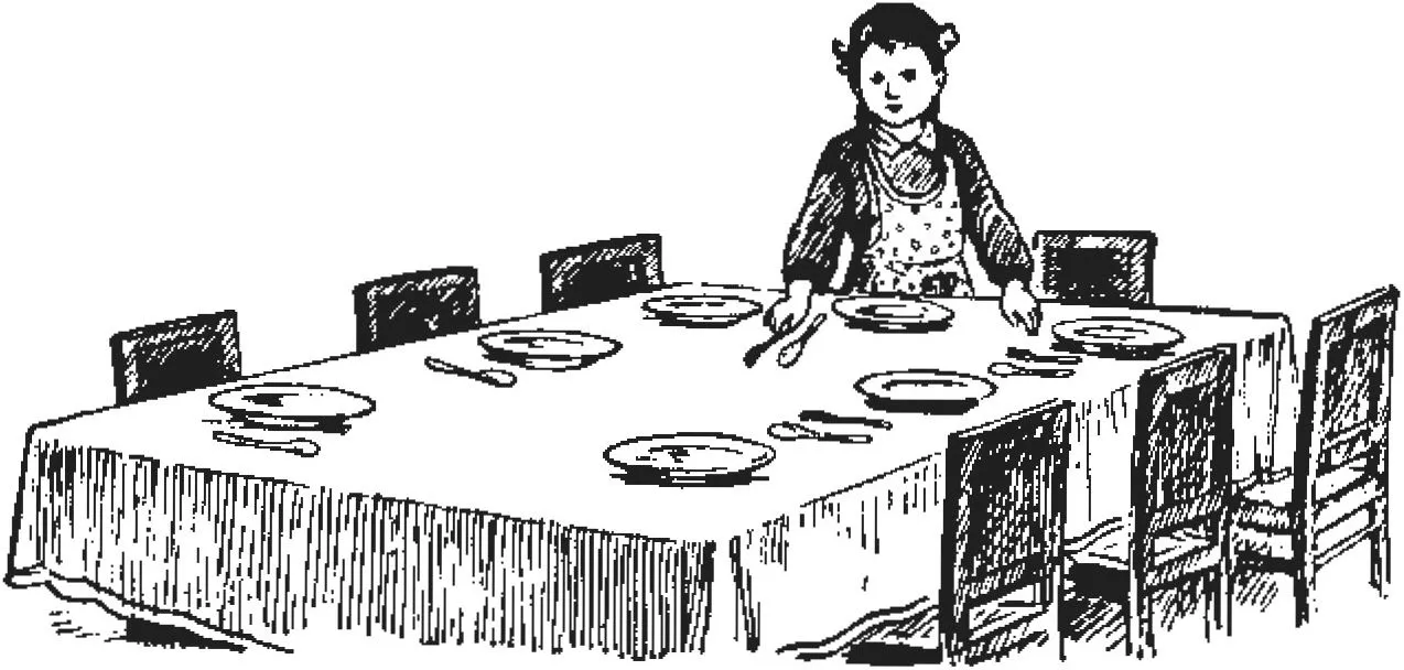 Girl setting the table